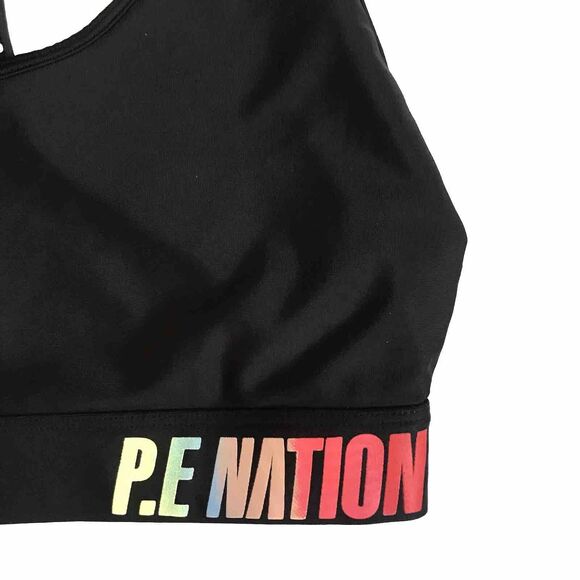P.E Nation Womens Black Emerging Sports Bra Racerback S Small Logo Unpadded EUC - Picture 3 of 9